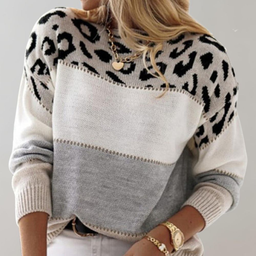 Diane | Pull en Maille avec Accent Léopard